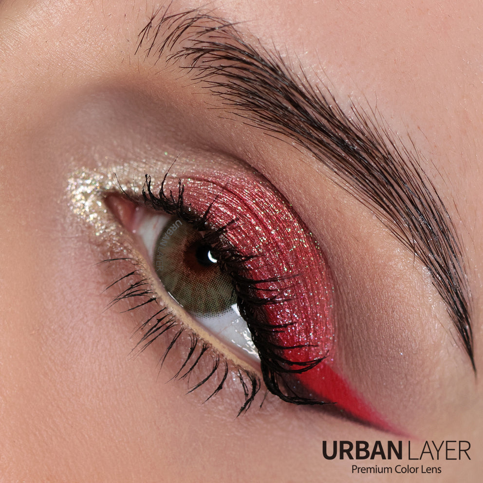 Berkeley Green Urban Layer colored contact lenses in a close-up view, showcasing the vibrant green hue and texture.
