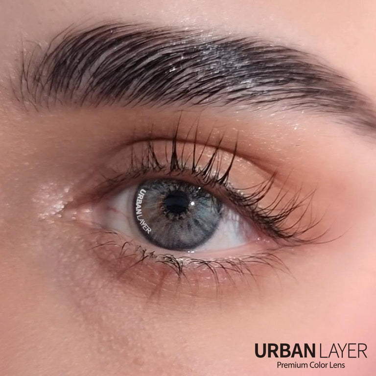 Urban-Layer Breeze Ice Gray urban layer colored contact lenses in a close-up view showing the gray lens design.