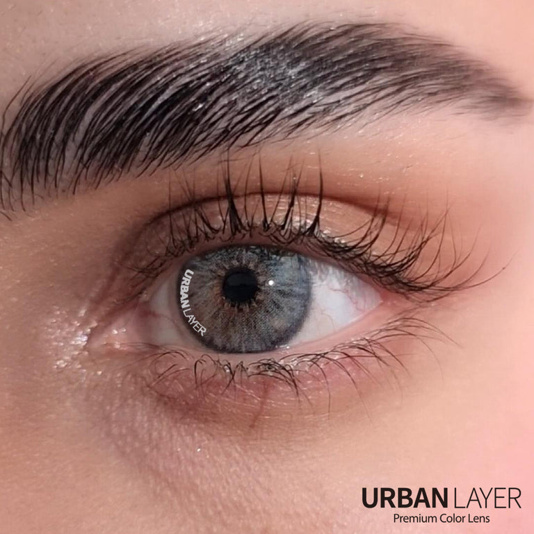 Urban-Layer Breeze Ice Gray Urban Layer colored contact lenses in a close-up view showing the icy gray design.