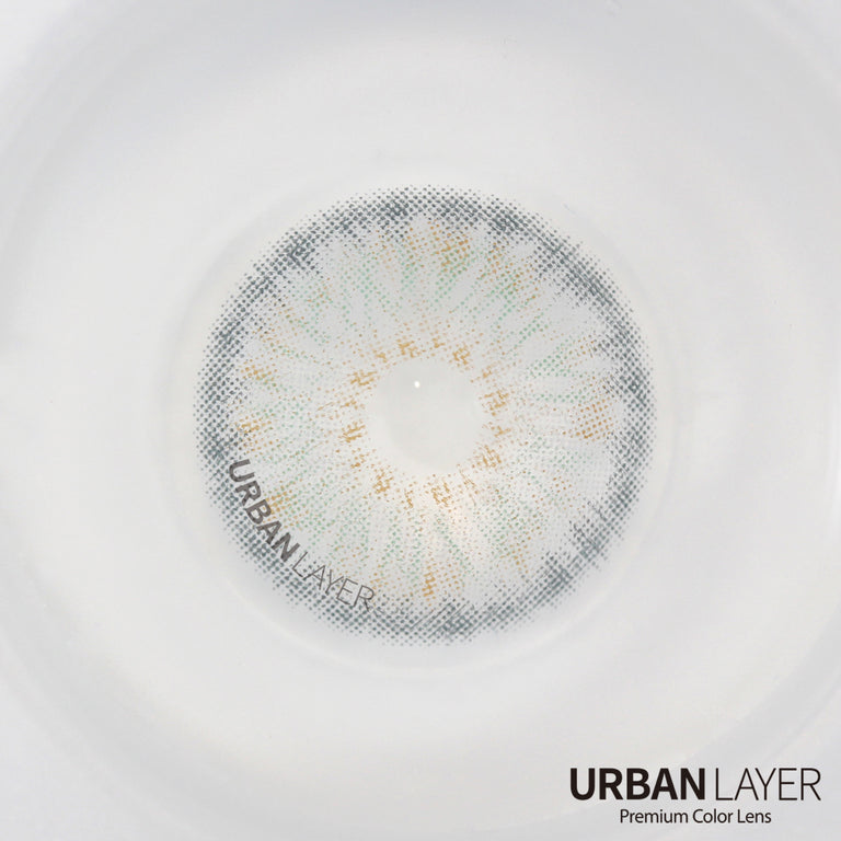 Urban-Layer Breeze Ice Gray urban contact lenses in close-up, showing the cool gray color and detailed pattern of the lenses.