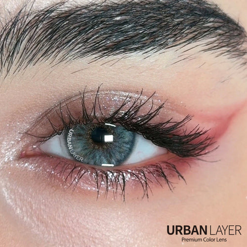 Urban-Layer Breeze Ice Gray urban contact lenses in a close-up showing the gray eye enhancement and detailed iris design.