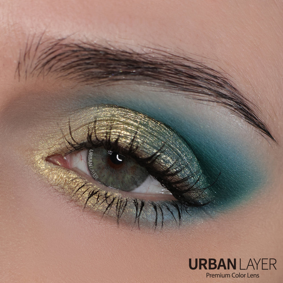 Gemini Gray Urban Layer colored contact lenses showcasing a soft gray color and natural eye enhancement.