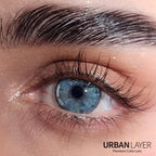 Blue contact lenses from Urban-Layer Gemini Light Blue Urban Layer collection, shown in close-up with vibrant color details.