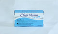 Clear Vision prescription contact lenses by Interojo, showing a close-up of the transparent lenses in their packaging.
