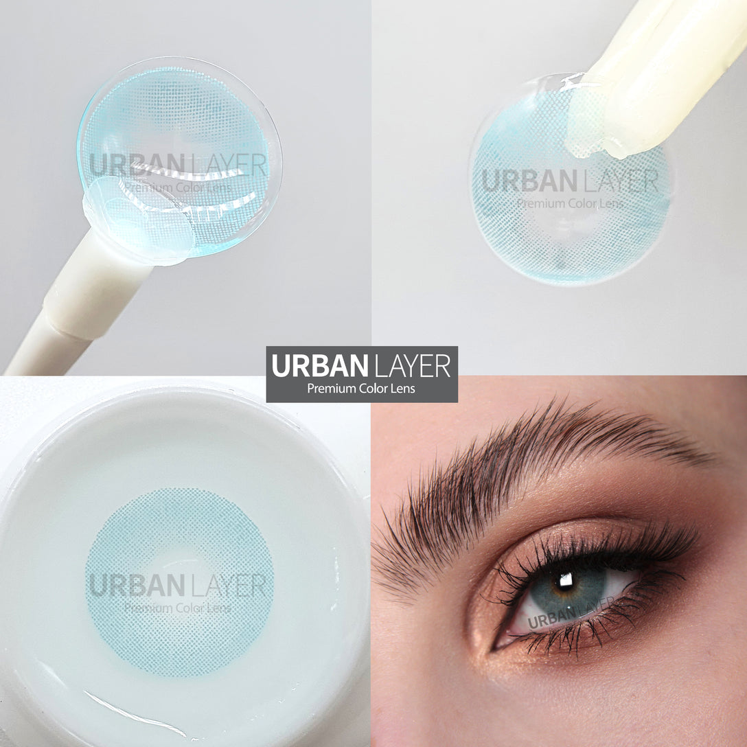 Urban-Layer Maldives Blue Urban Layer colored contact lenses showing vibrant blue lenses with a subtle pattern for a natural eye enhancement.