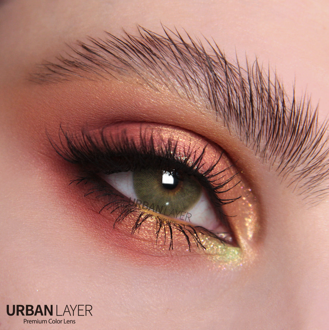 Urban-Layer Maldives Green Urban Layer colored contact lenses showing vibrant green eye enhancement in a close-up image.