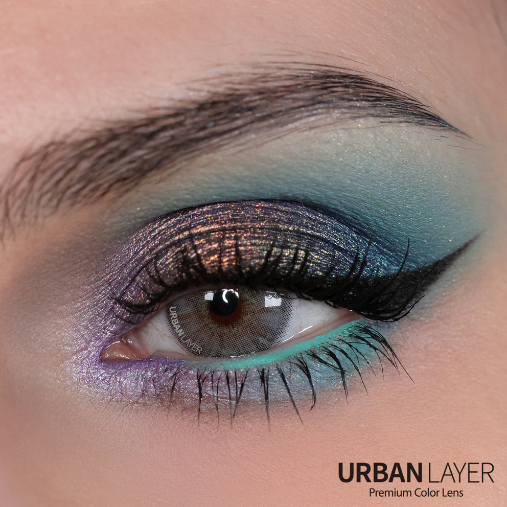 Berkeley Gray Urban-Layer colored contact lenses in a sleek packaging displaying their vibrant gray color.
